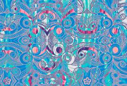 Изображение продукта wallunica Ilustrations - Wall Art | Blue and pink etched illustration